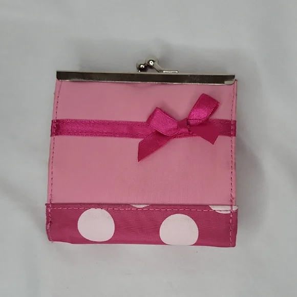 Pink Polka Dot Wallet Coin Purse with Bow New Horizon Dance 4 x 4 in - Picture 5 of 12